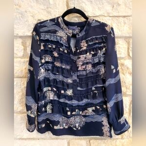 EUC- Black & Taupe Ruffled Blouse!!🌳🌻🌳